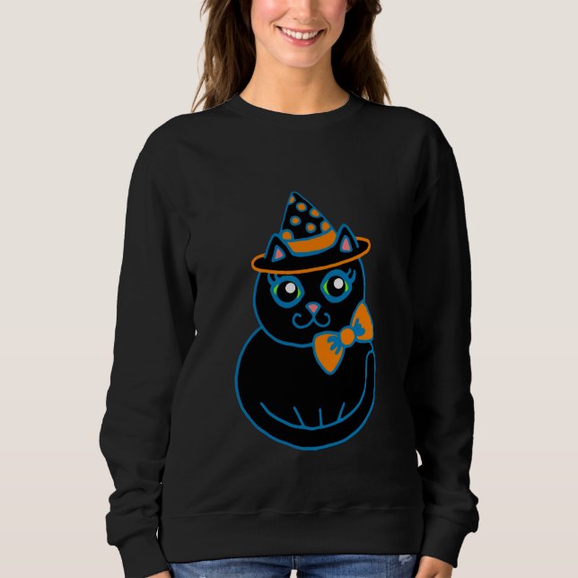 Halloween Cat T-Shirt Sweatshirt (Front)