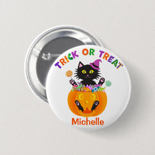 Halloween Cat Trick Or Treat 6 Cm Round Badge
