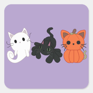 Halloween Cat Trio Square Sticker