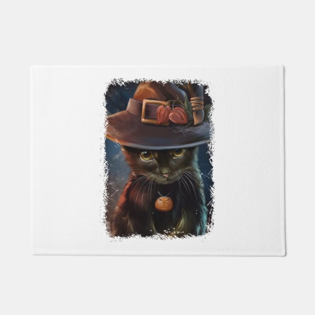 Halloween Cat Tshirt Doormat (Front)