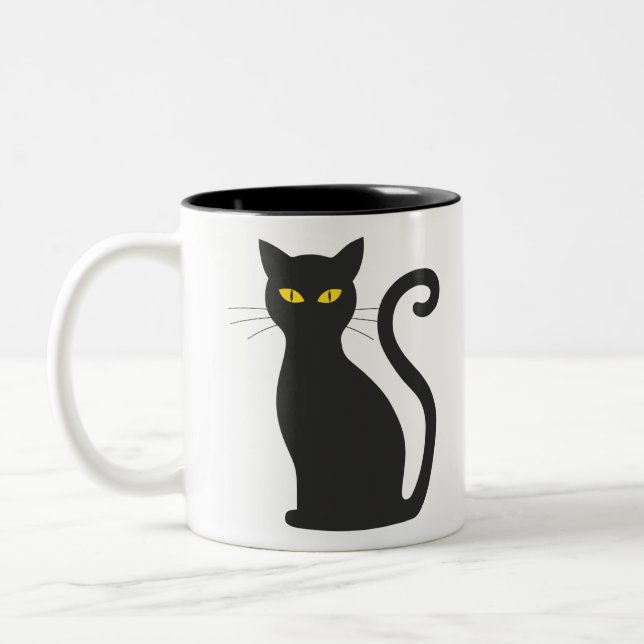 Halloween cat Two-Tone coffee mug (Left)