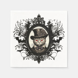 Halloween Cat, Vampire Cat, lady fangs Napkin