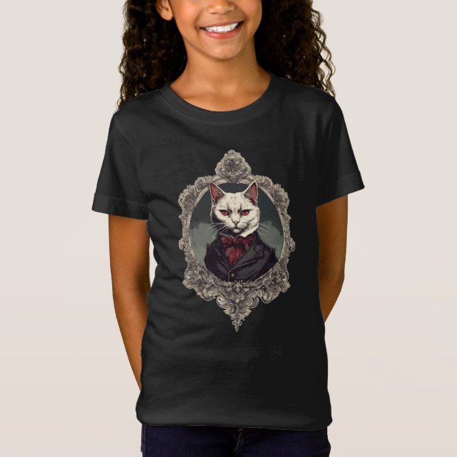 Halloween Cat, Vampire Cat T-Shirt (Front)
