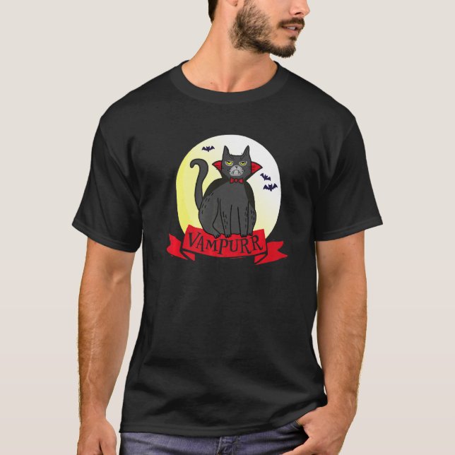 Halloween Cat Vampurr Vampire Grumpy Kitty Costume T-Shirt (Front)