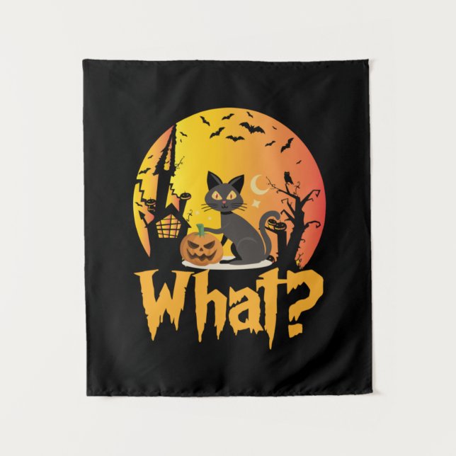 Halloween Cat What Cat Halloween Tapestry (Front)