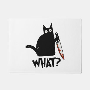 Halloween Cat What Murderous Black Cat With Knife Doormat