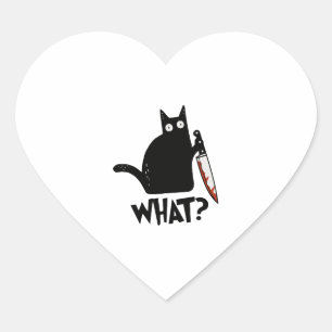 Halloween Cat What Murderous Black Cat With Knife Heart Sticker