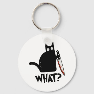 Halloween Cat What Murderous Black Cat With Knife Key Ring