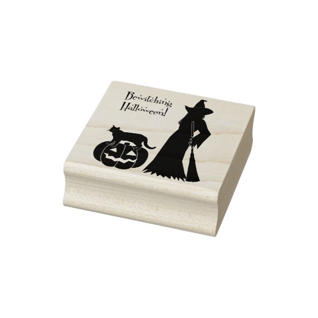 halloween cat witch art stamp (Stamp)