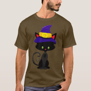 Halloween Cat Witch Hat  T-Shirt