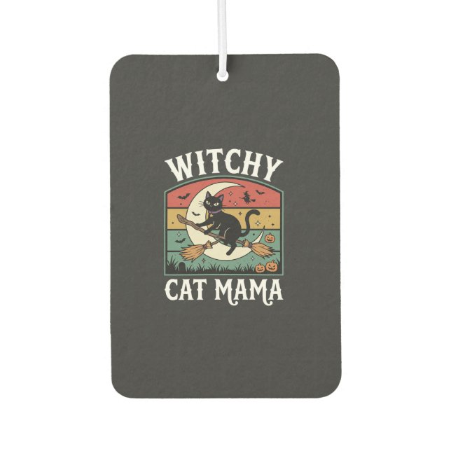 Halloween Cat Witch Mama Car Air Freshener (Front)