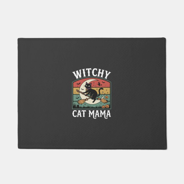 Halloween Cat Witch Mama Doormat (Front)