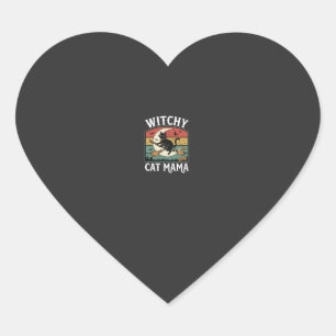 Halloween Cat Witch Mama Heart Sticker