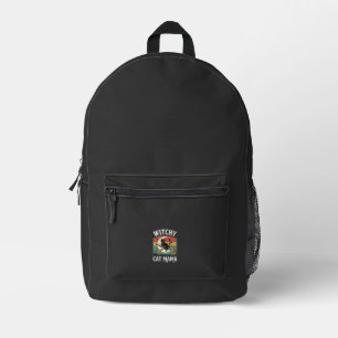 Halloween Cat Witch Mama Printed Backpack