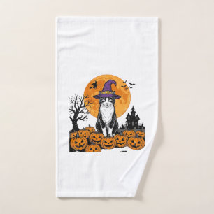 Halloween Cat Witch Pumpkin Vintage Spooky_1 Hand Towel