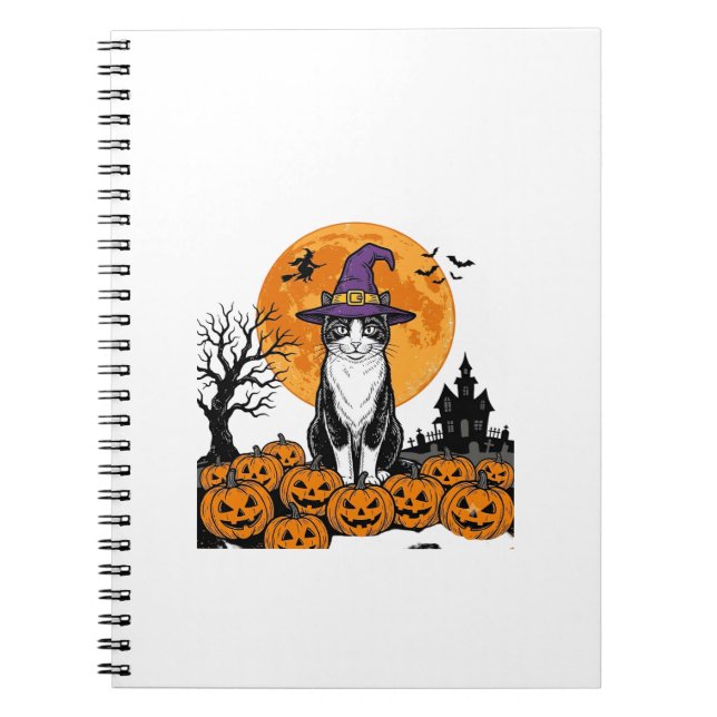 Halloween Cat Witch Pumpkin Vintage Spooky_1 Notebook (Front)