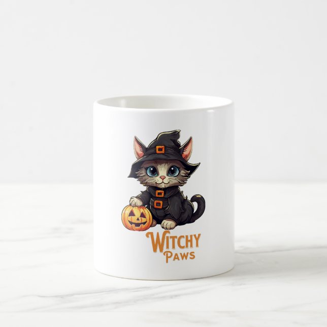 Halloween Cat Witchy Paws Coffee Mug (Center)