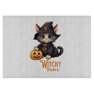 Halloween Cat Witchy Paws Cutting Board