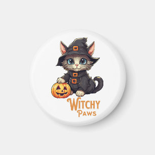 Halloween Cat Witchy Paws Magnet