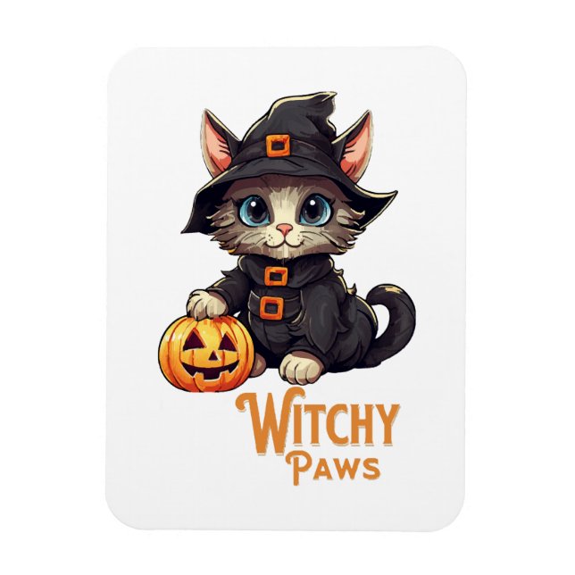 Halloween Cat Witchy Paws Magnet (Vertical)