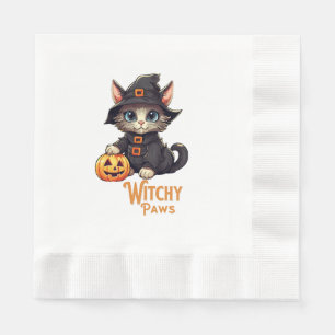 Halloween Cat Witchy Paws Napkin