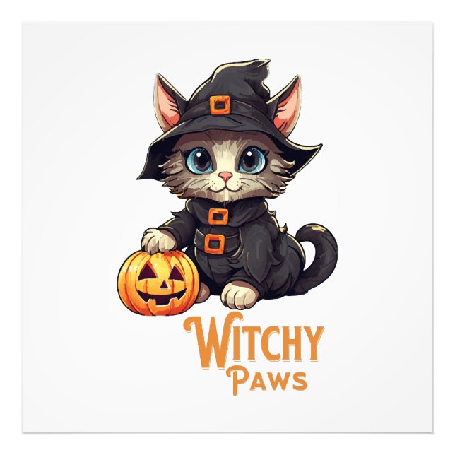 Halloween Cat Witchy Paws Photo Print (Front)