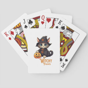 Halloween Cat Witchy Paws Playing Cards