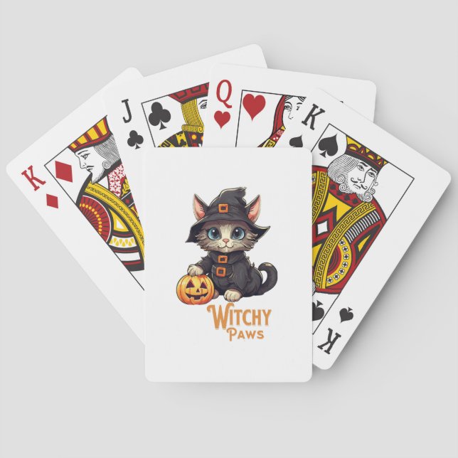 Halloween Cat Witchy Paws Playing Cards (Back)