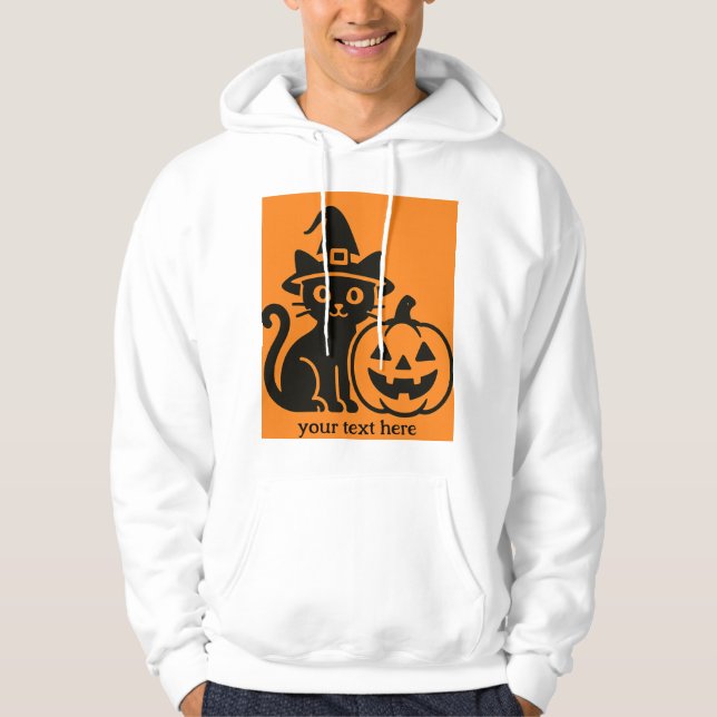  halloween cat  with a pumpking  hoodie (Front)