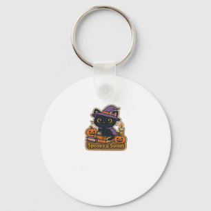 Halloween Cat with Magic Books � Spooky & Sweet Em Key Ring