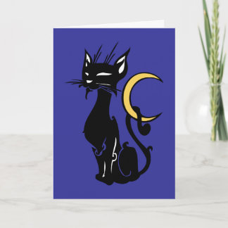 halloween cat with moon card