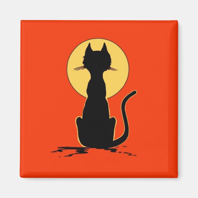 Halloween Cat with Moon ~ Magnet (Front)