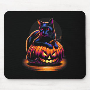 Halloween Cat Womens Funny Fall Pumpkin Cat Lover Mouse Pad