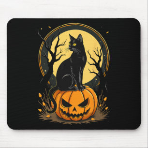 Halloween Cat Womens Funny Fall Pumpkin Cat Lover Mouse Pad