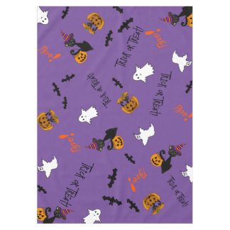 Halloween Cats, Bats and Ghosts Cotton Tablecloth