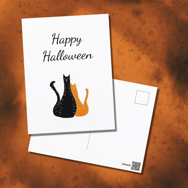 Halloween Cats Cute Black Orange Holiday  Postcard (Creator Uploaded)