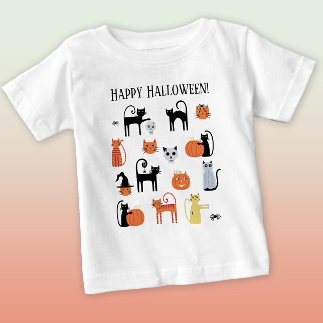 Halloween Cats Cute Spooky Baby T-Shirt (Fun Happy Halloween cat t-shirt)