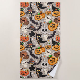 Halloween Cats Funny Party Beach Towel