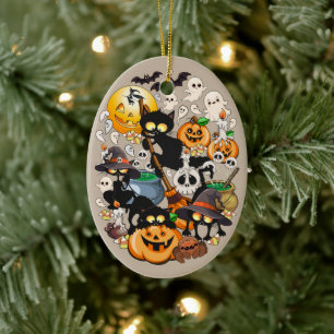 Halloween Cats Funny Party Ceramic Tree Decoration