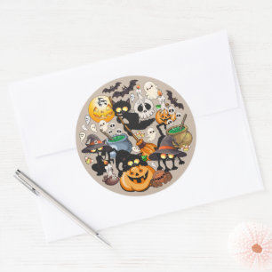 Halloween Cats Funny Party Classic Round Sticker