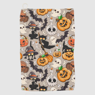 Halloween Cats Funny Party Golf Towel