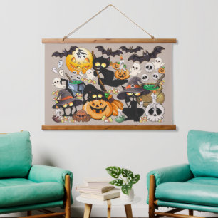Halloween Cats Funny Party Hanging Tapestry