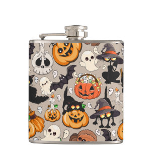 Halloween Cats Funny Party Hip Flask