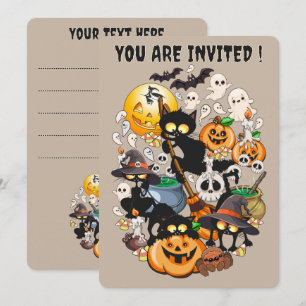 Halloween Cats Funny Party Invitation