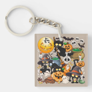 Halloween Cats Funny Party Key Ring