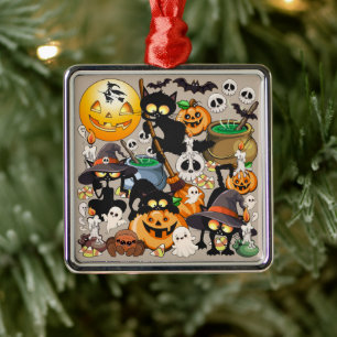 Halloween Cats Funny Party Metal Tree Decoration