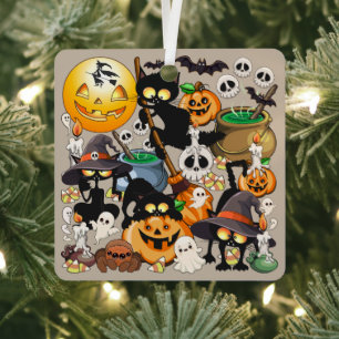 Halloween Cats Funny Party Metal Tree Decoration