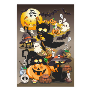 Halloween Cats Funny Party Photo Print