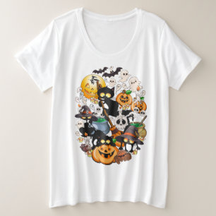 Halloween Cats Funny Party Plus Size T-Shirt