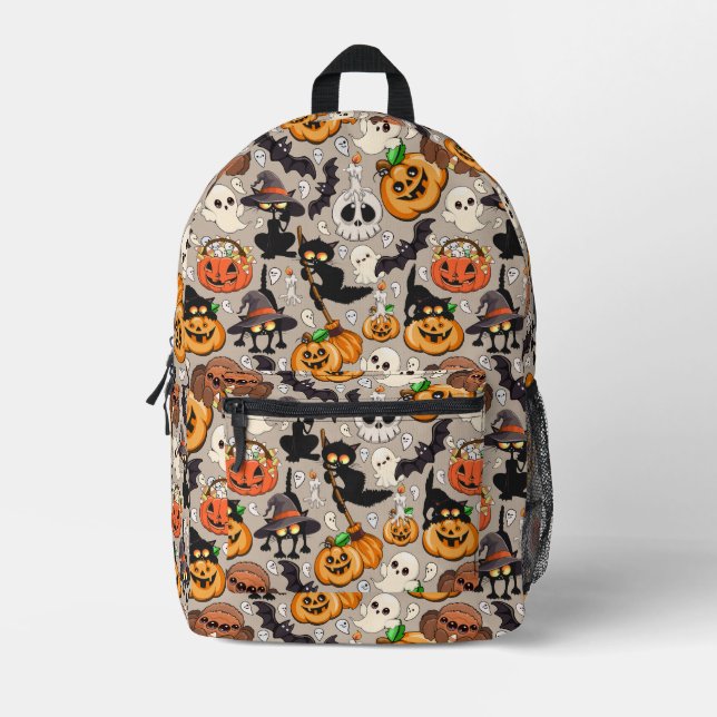 Halloween Cats Funny Party Printed Backpack (Front)